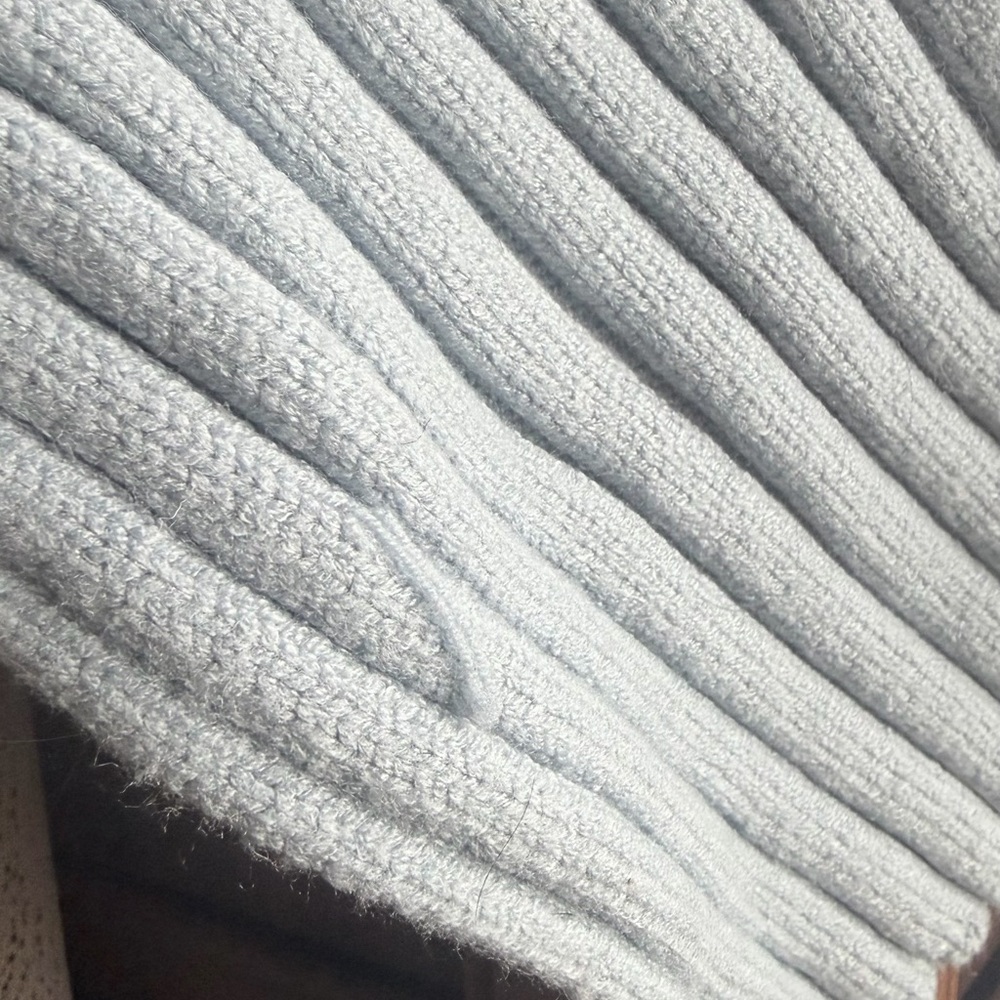 Blue Ribbed Knit Sweater - Picture 3 of 5
